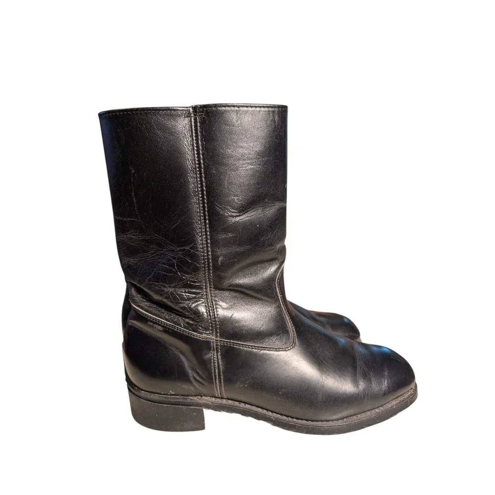 Weinbrenner Vintage Black Leather Side Zip Boots Mens 8.5 E Style 1843 Hypalon